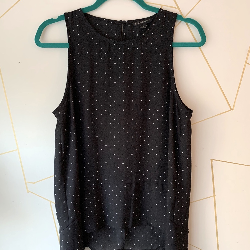 Banana Republic Black Sleeveless Top White Dot